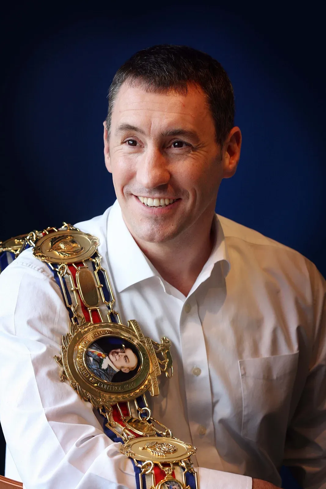 Sam Storey today with the Lonsdale Belt over his shoulder