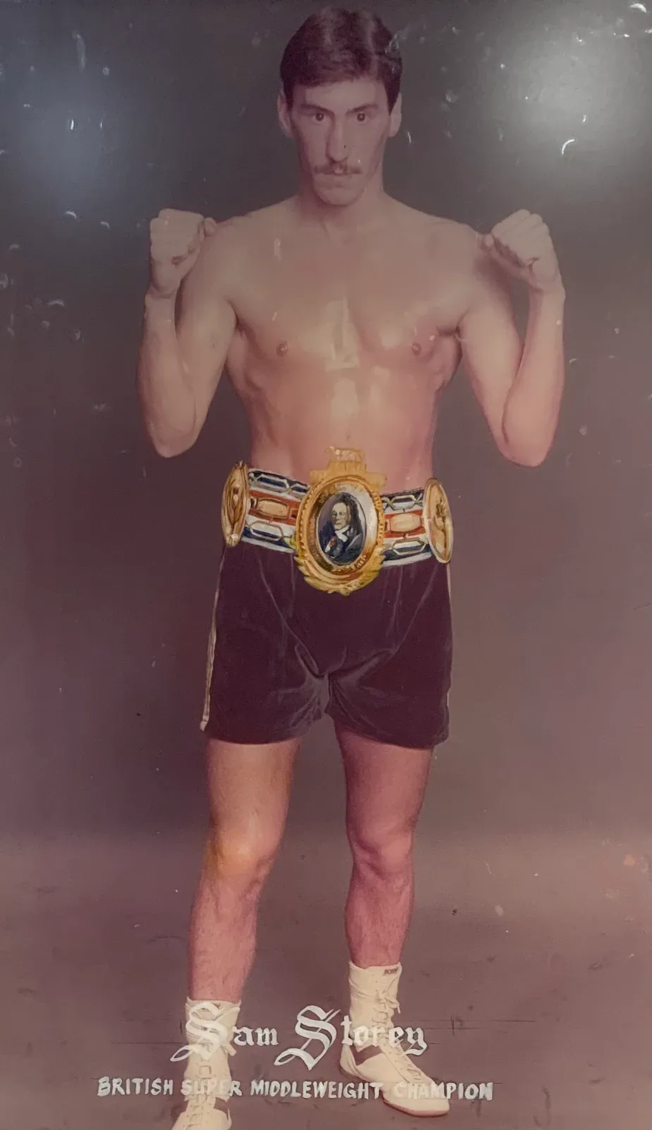 Vintage promotional photo of Sam Storey as British Super Middleweight Champion
